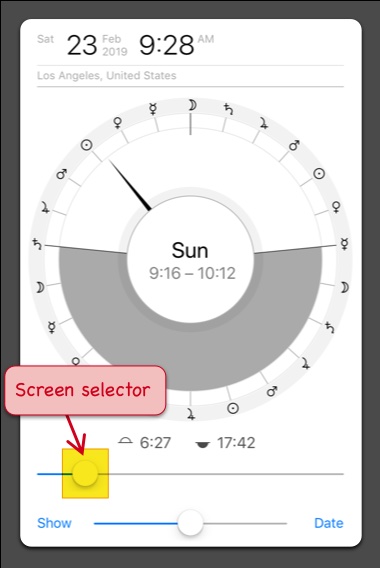 Planetary hours calculator watch face mode