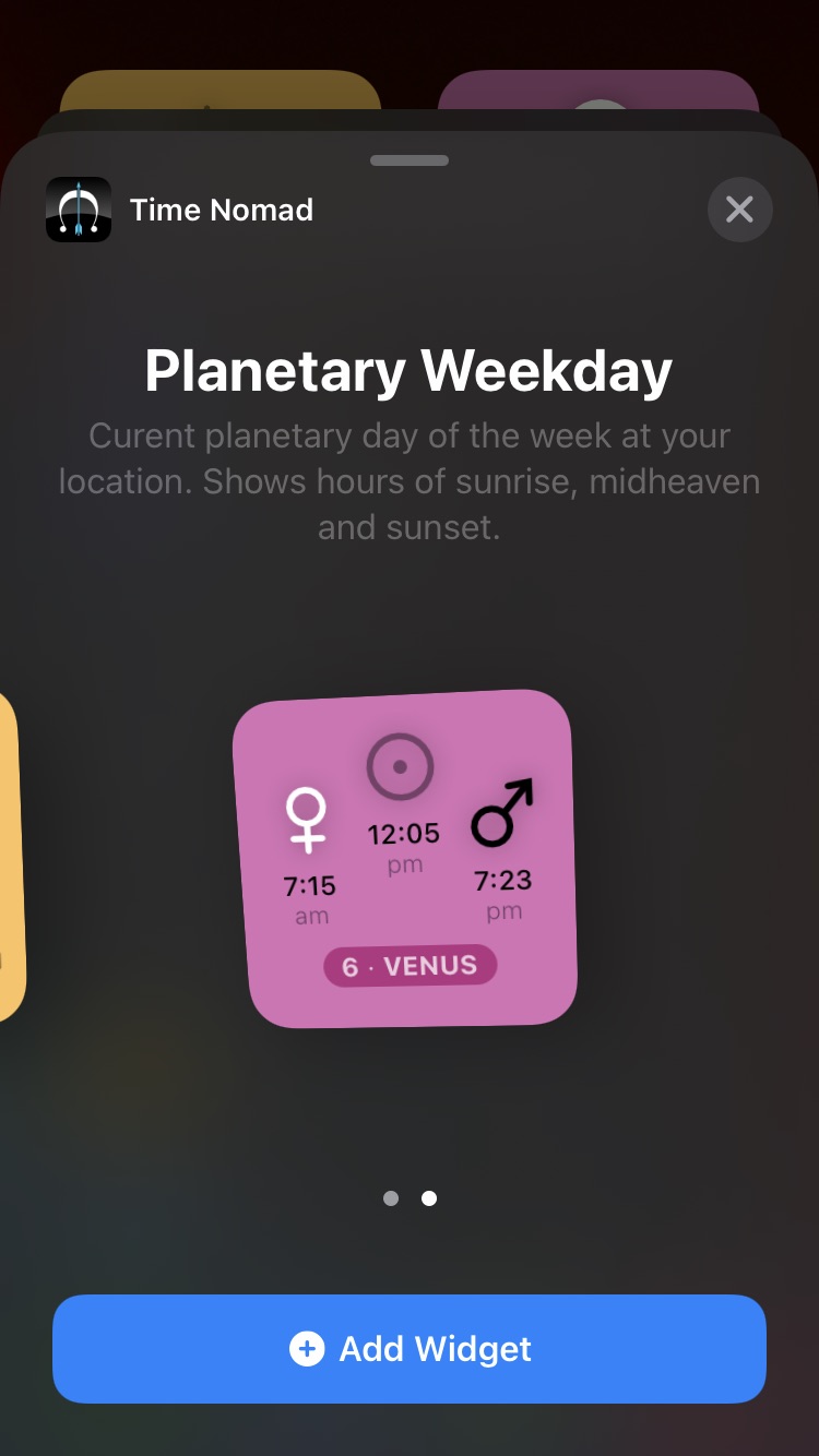 Adding Planetary Day widget to home screen