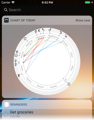 Time Nomad iOS notification center astrological chart of today widget