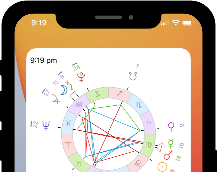 Astrologival chart widget for iPhone home screen