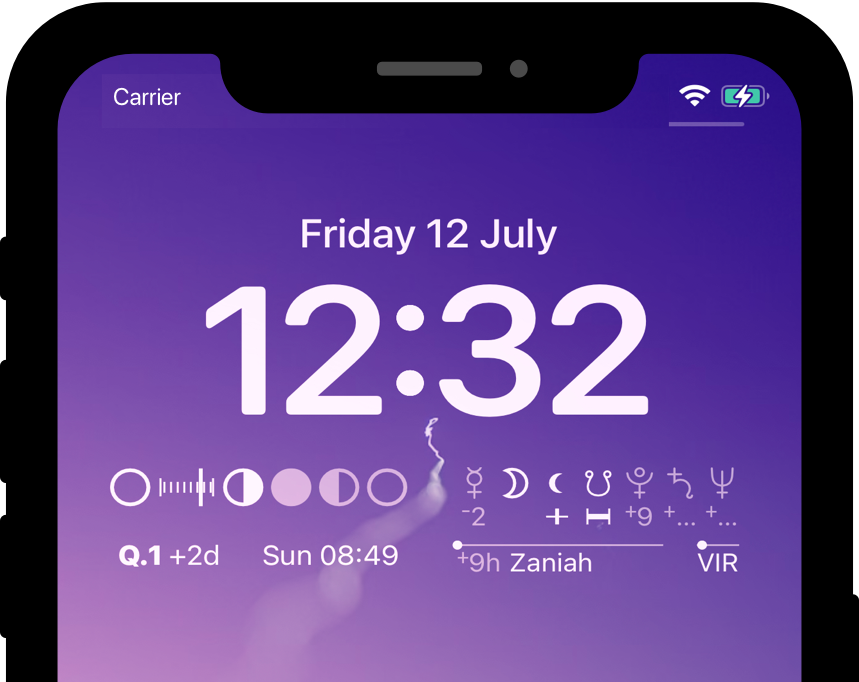 Moon phase and cycle widget for iPhone Lock Screen