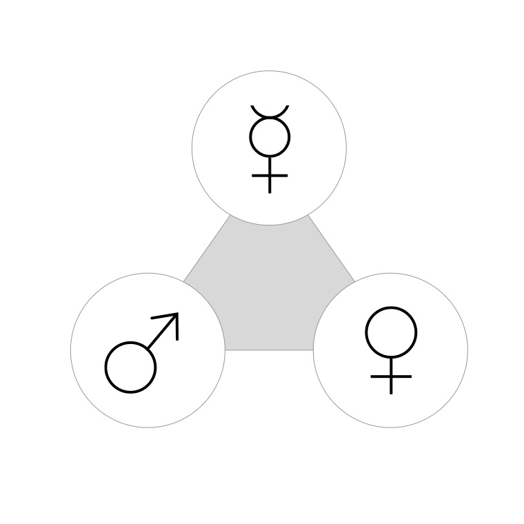 Mars Venus and Mercury symbolise masculine, feminine and transgender