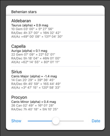 Calculator of astronomical and astrological positions of the fixed stars