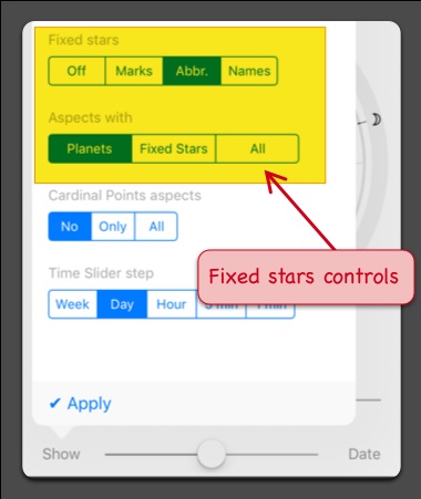 Configuring astrological chart with the fixed stars