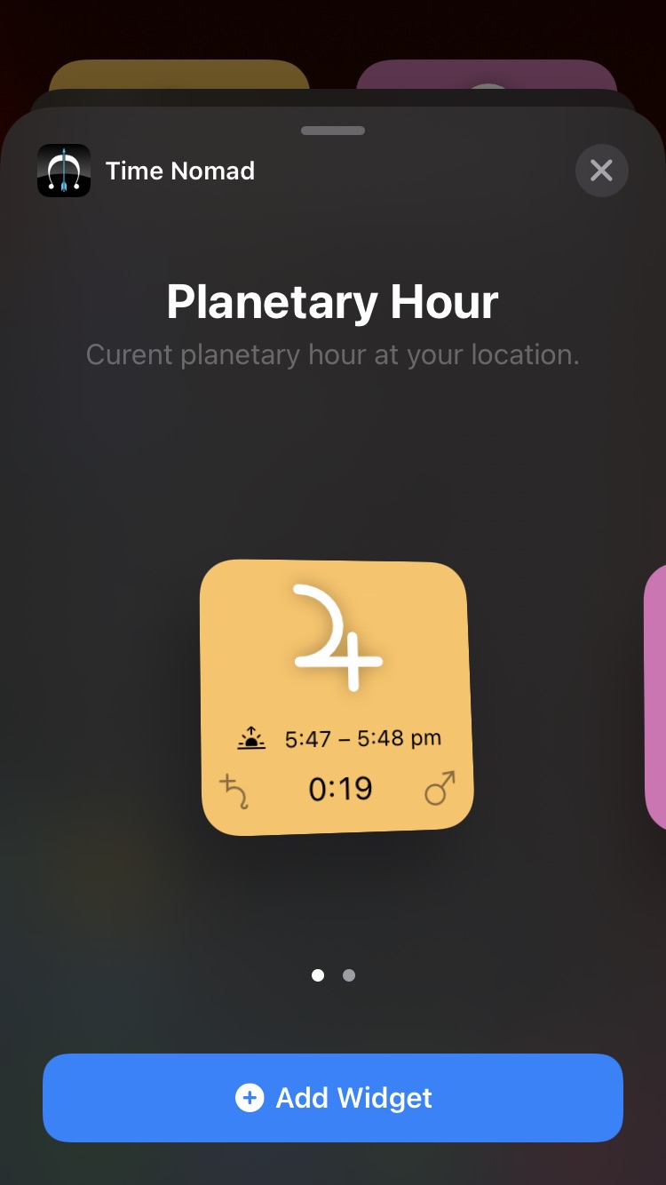 Adding Planetary Hour widget to home screen