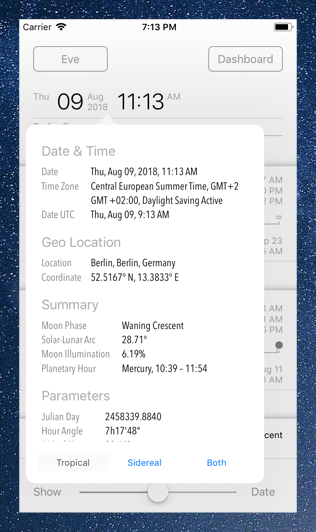 Time Nomad numerical details of astrological chart