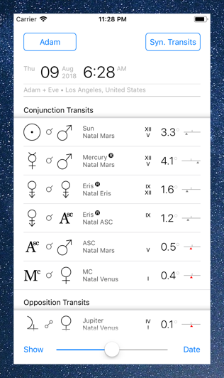 Time Nomad astrological transits of composite synastry chart